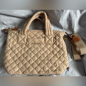 MZ Wallace Quilted Sutton Tan Shoulder Bag